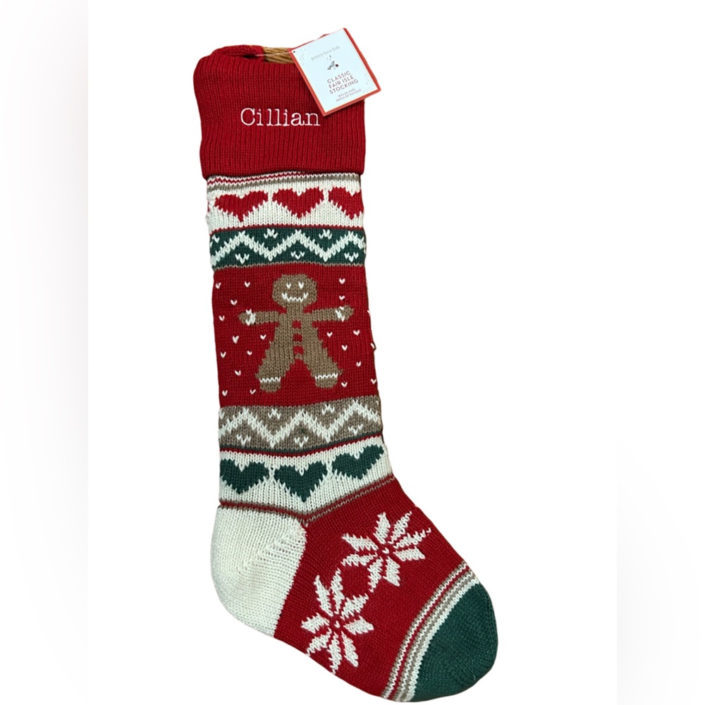 Pottery Barn Kids Red Wool Knit Fair Isle Stocking NWT - see description*